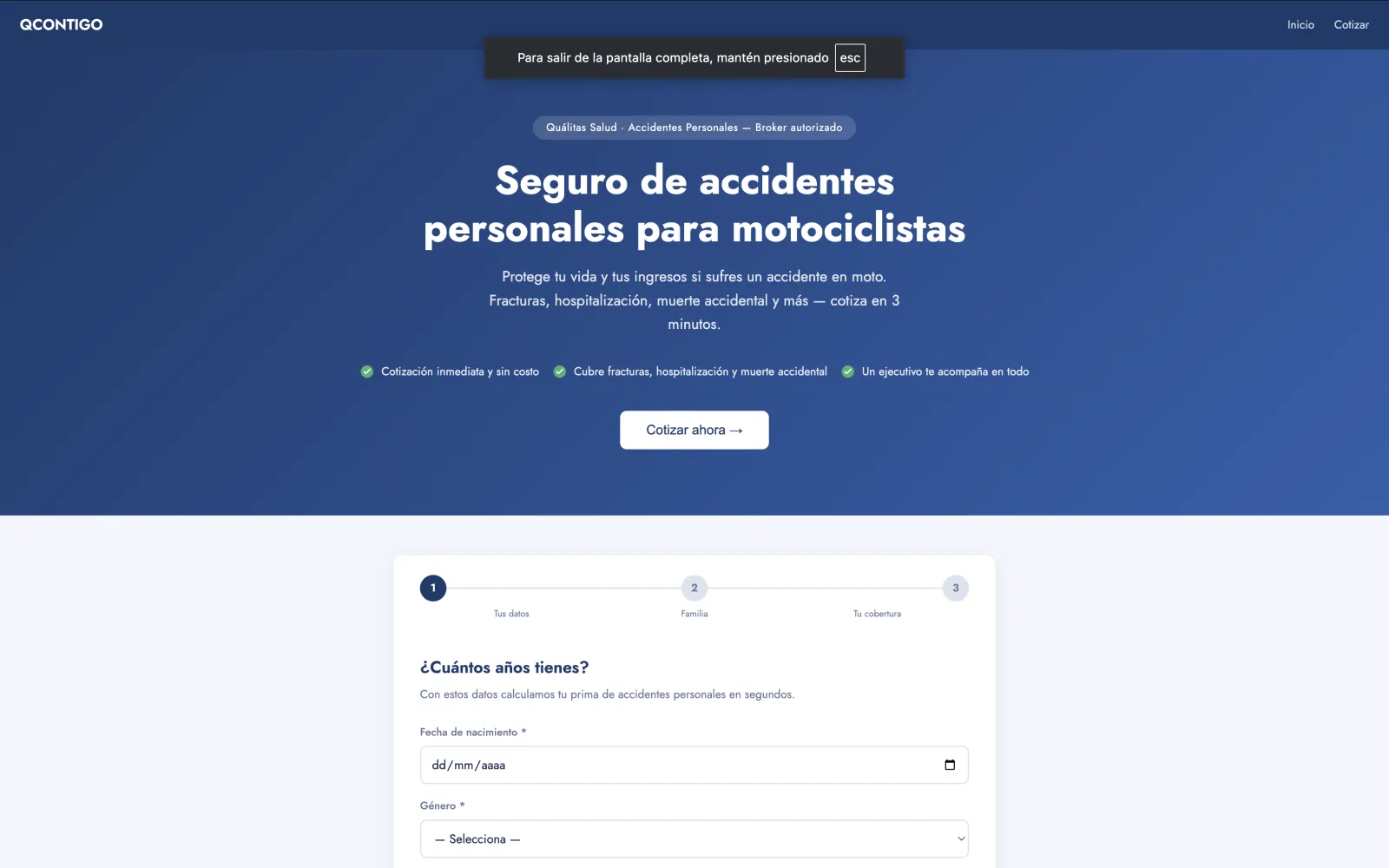 QContigo — landing y cotizador para motociclistas