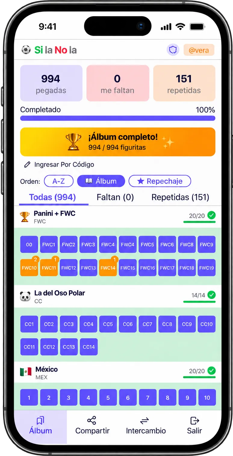 Silanola — app para el álbum del Mundial FIFA 2026